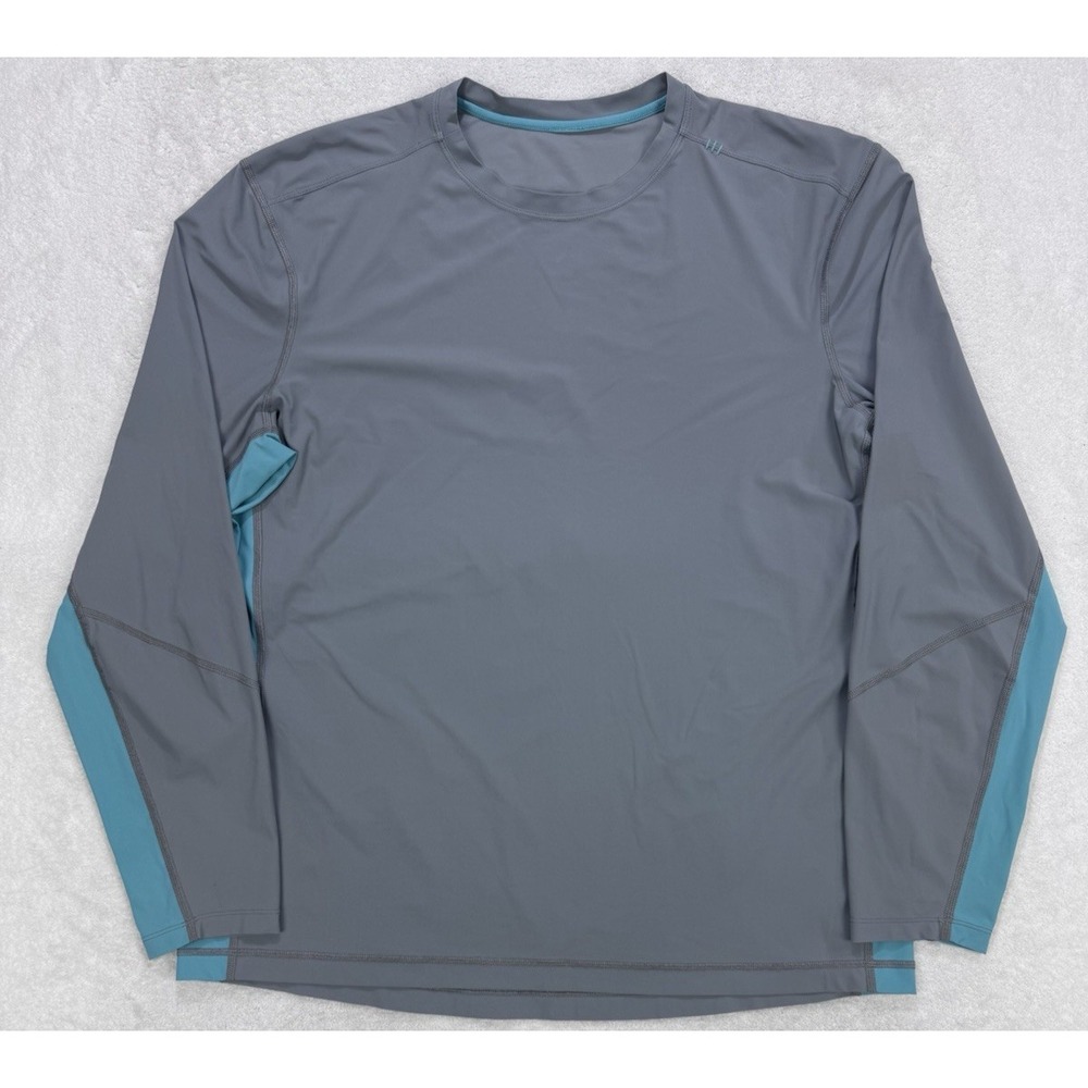 Lululemon Shirt Men XXLarge Gray Aqua Tech Performance Long Sleeve Active